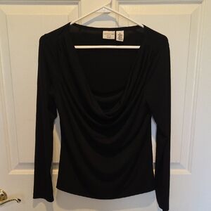 Covington Stretch Black Cowl Neck Blouse
